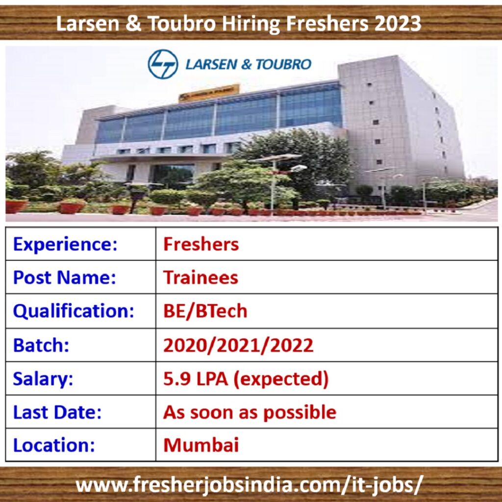 Larsen & Toubro Hiring Freshers 2023