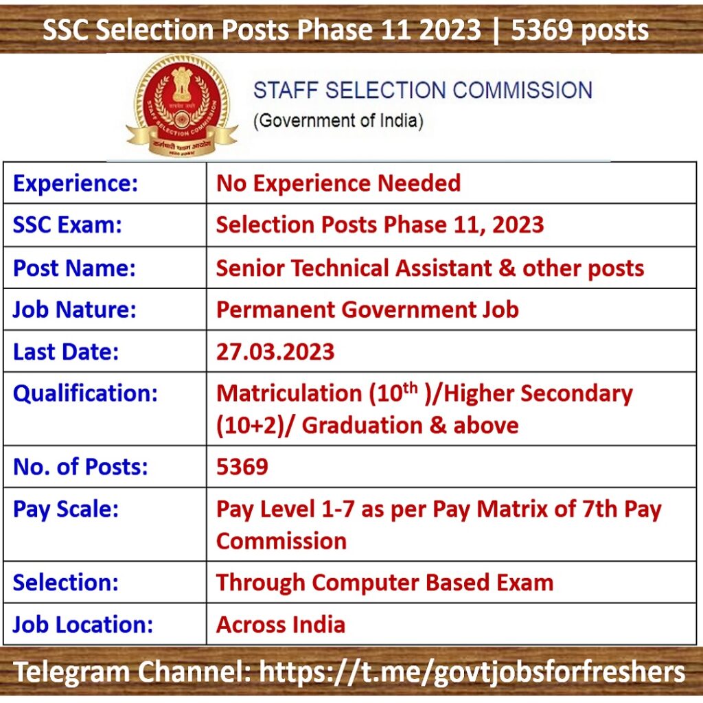 Ssc Selection Posts Phase Notification Out Posts