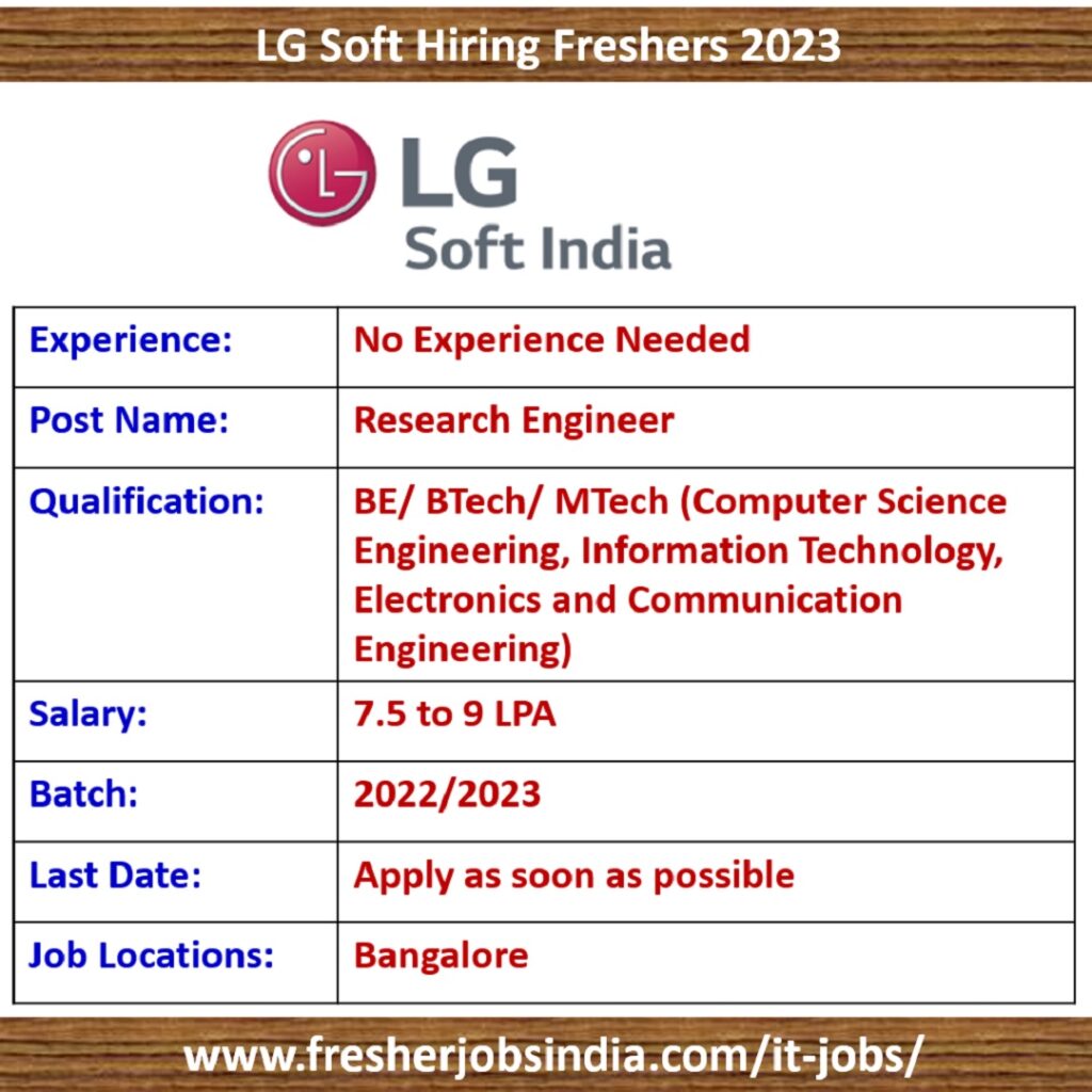 LG Soft Hiring Freshers 2023