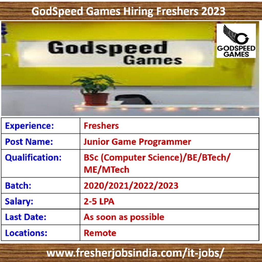 GodSpeed Games Hiring Freshers 2023