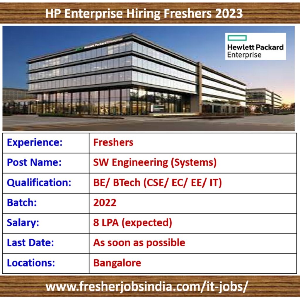 HP Enterprise Hiring Freshers 2023