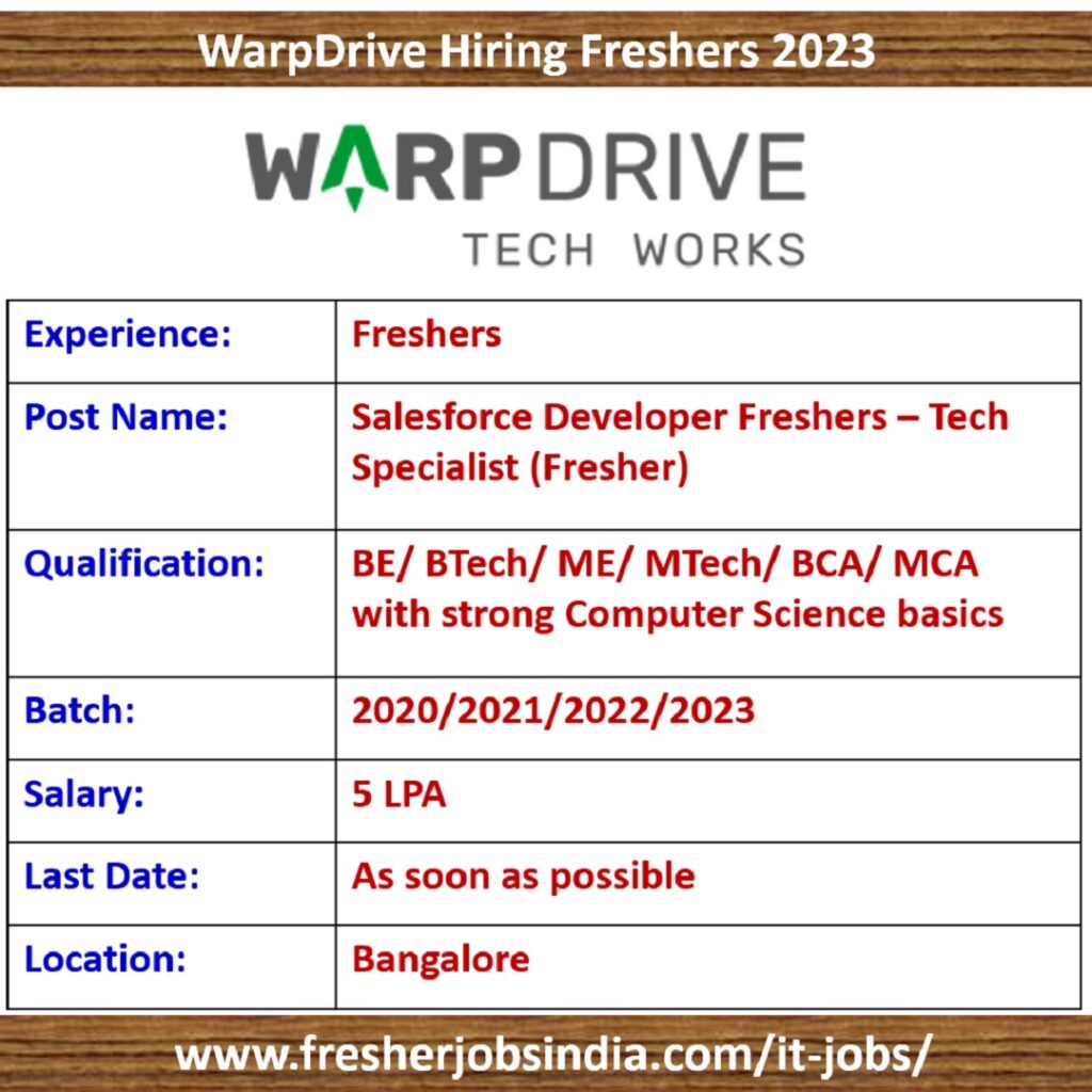 WarpDrive Hiring Freshers 2023