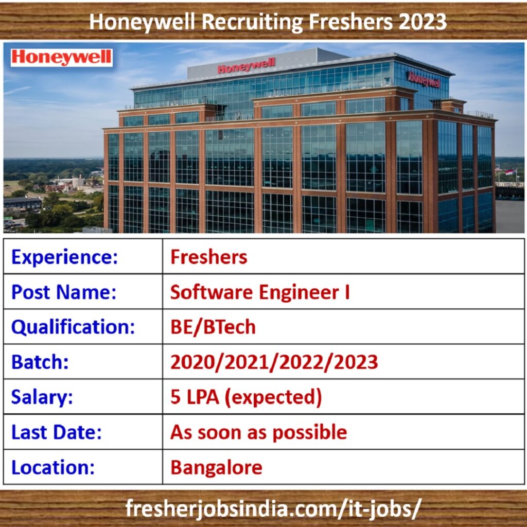 Honeywell Recruiting Freshers 2023 | Software Engineer I | Bangalore