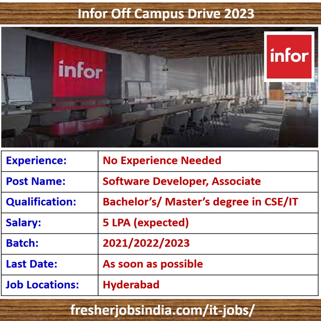 Infor Hiring Freshers 2023 | Software Developer, Associate | Hyderabad