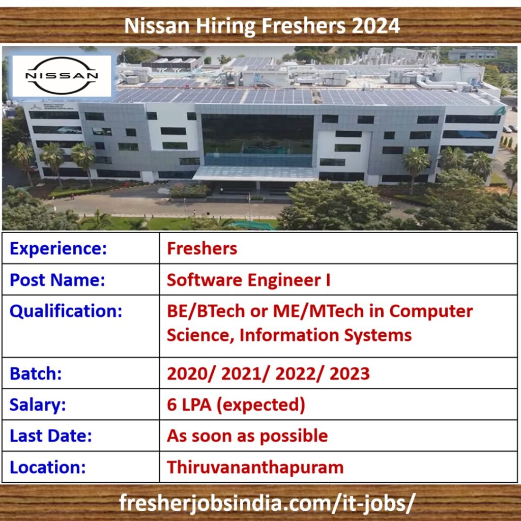 Nissan Hiring Freshers 2024