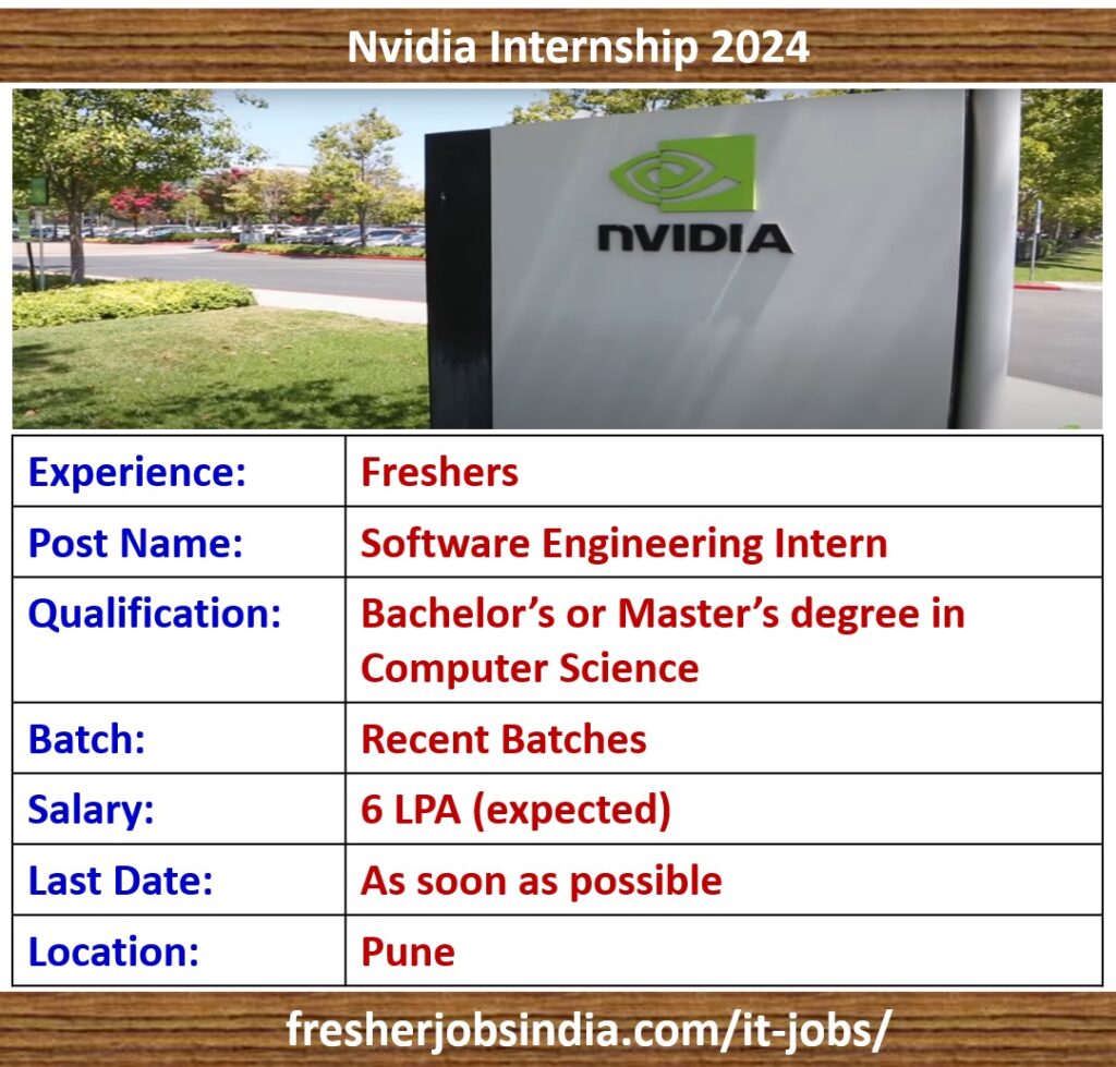 Nvidia Internship 2024 Software Engineering Intern Pune