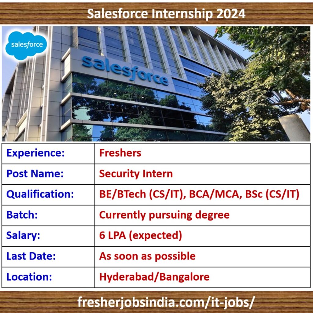 Salesforce Internship 2024 Security Intern Bangalore/ Hyderabad