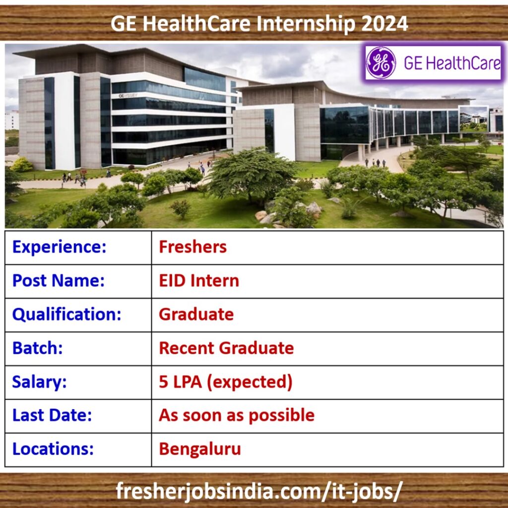 GE Healthcare Internship 2024 EID Intern Bengaluru