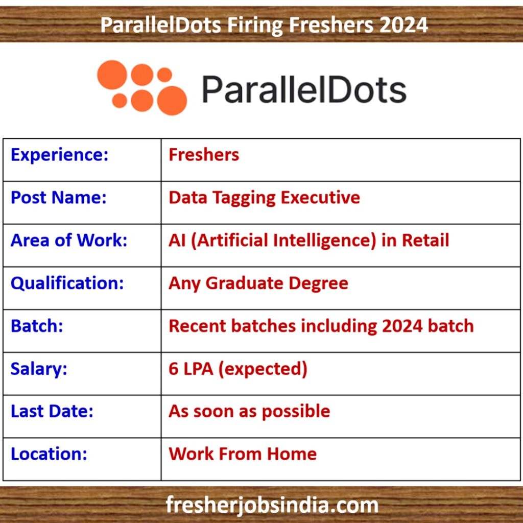 ParallelDots Hiring Freshers 2024 | Data Tagging Executives | Work From Home