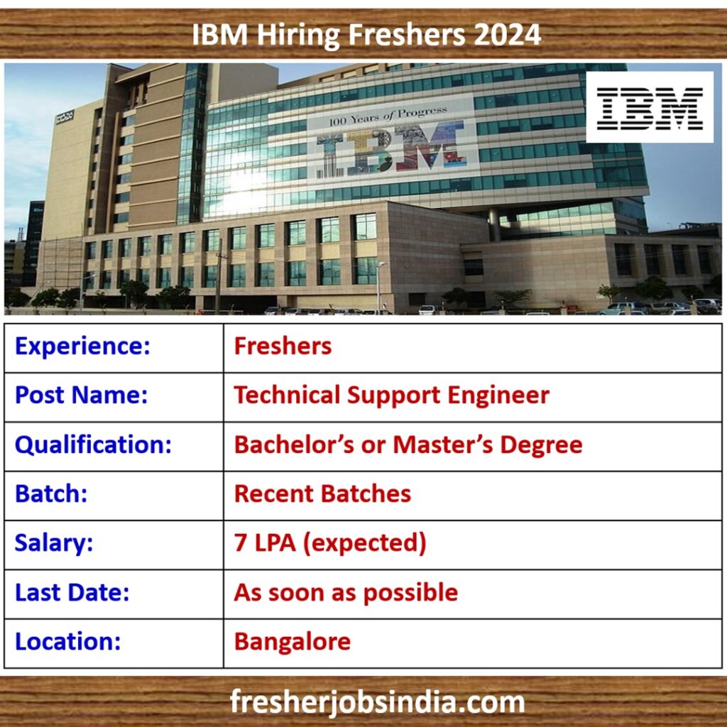 IBM Careers 2024 | Technical Support Engineer | Bangalore