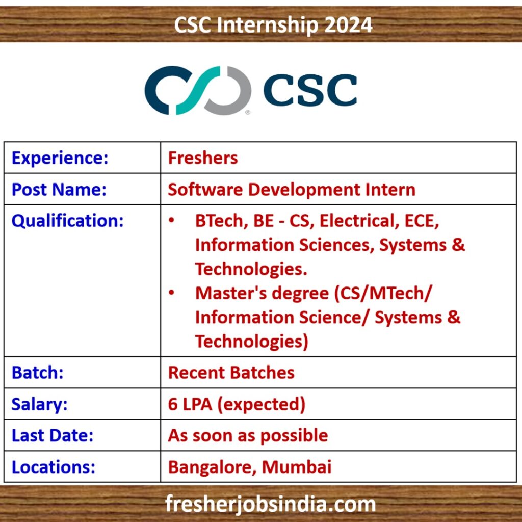 CSC Internship 2024 Software Development Intern