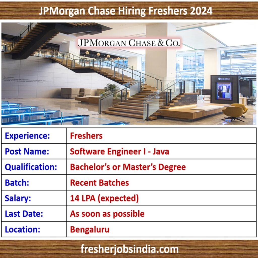 Chase Hiring Freshers 2024 Software Engineer I Java