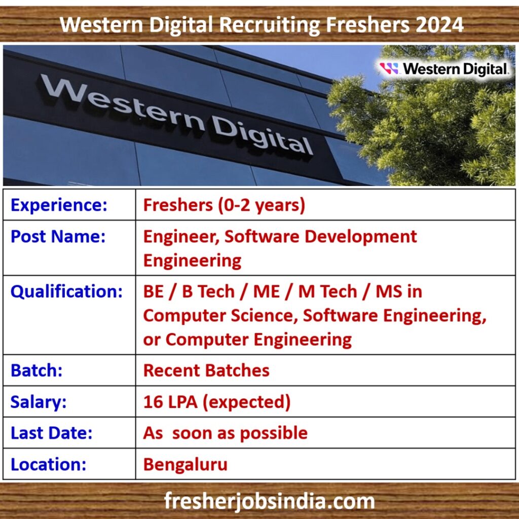 Western Digital Careers 2024 | Engineer, Software Development Engineering
