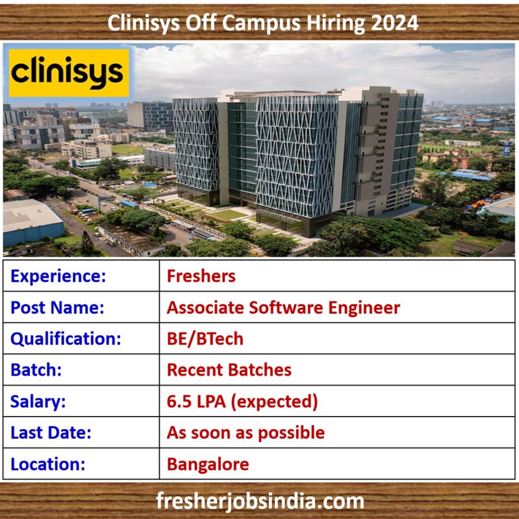 Clinisys Off Campus Hiring 2024 | Associate Software Engineer