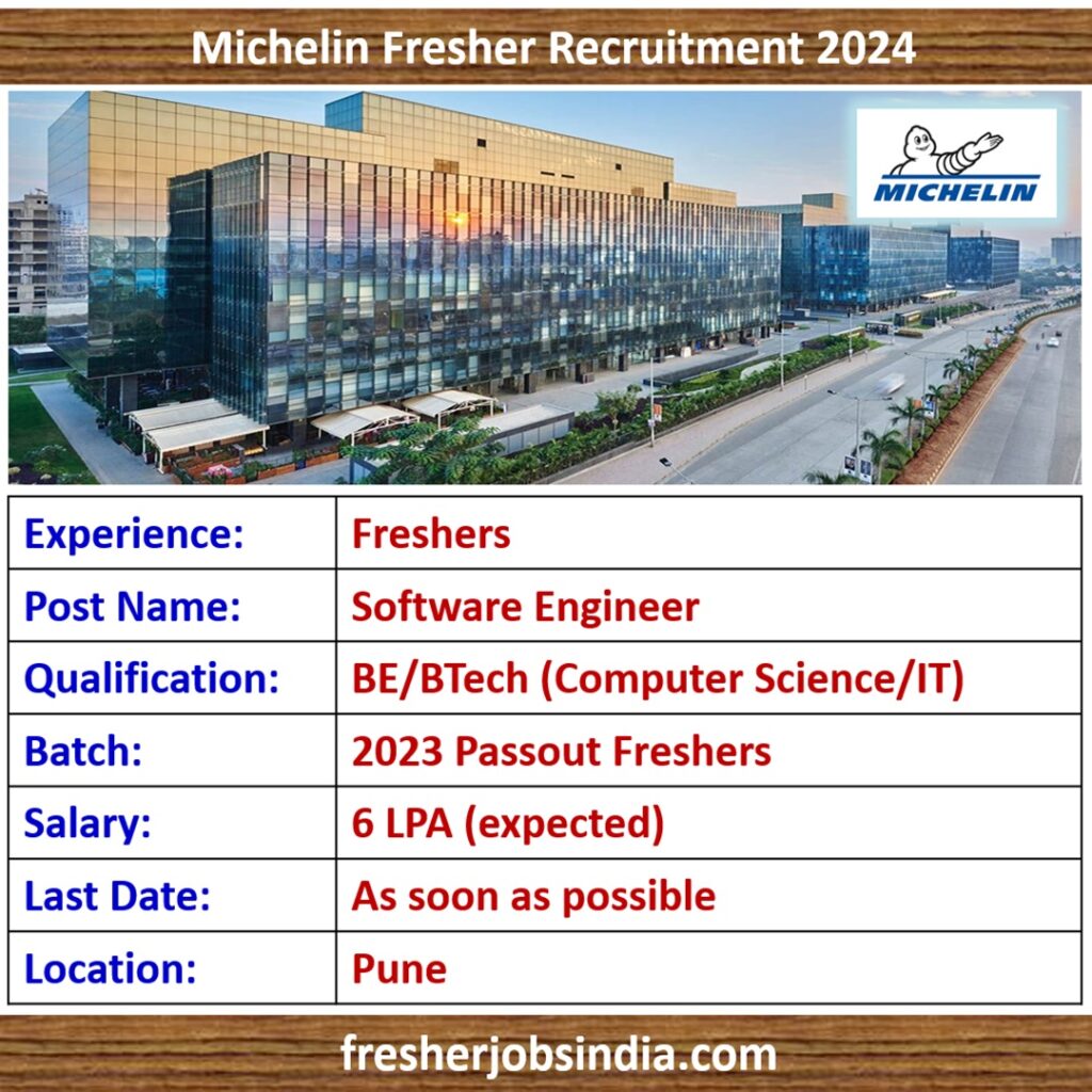 Michelin Careers 2024 | Softwre Engineer | 2023 Passout Freshers