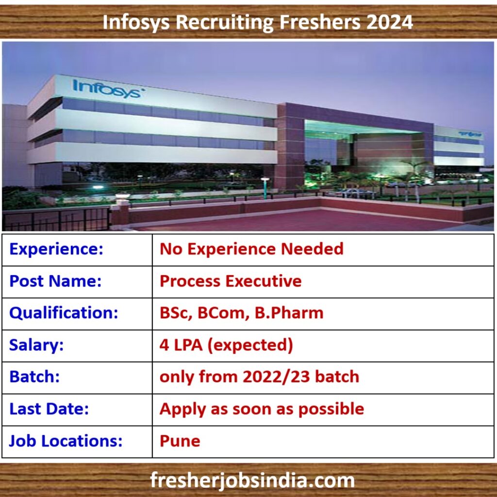 Infosys Hiring Freshers 2024 | Process Executive | Pune