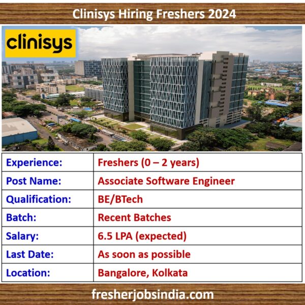 Clinisys Hiring Freshers 2024 | Associate Software Engineer