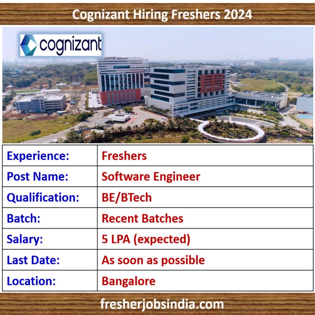 Cognizant Fresher Recruitment 2024 | Software Engineer