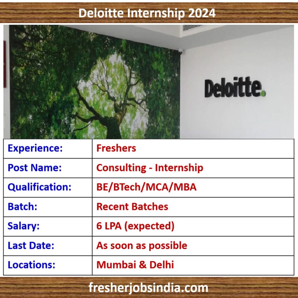 Deloitte Internship 2024 | Consulting Internship | Apply Now!!