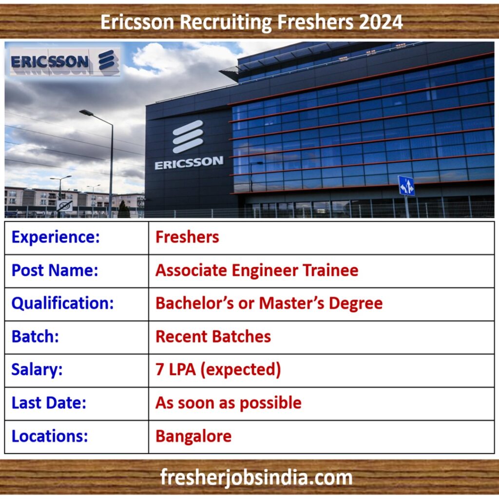Ericsson Recruiting Freshers 2024 | Associate Engineer Trainee
