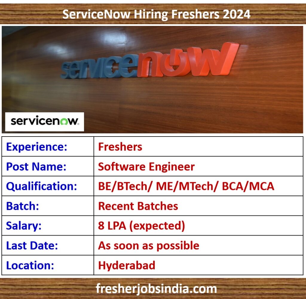 ServiceNow Hiring Freshers 2024 | Software Engineer | Apply Now!