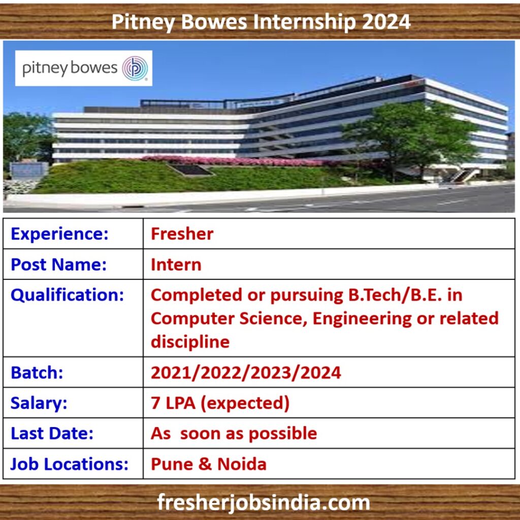 Pitney Bowes Careers 2024 | Intern | BE/BTech | Pune & Noida