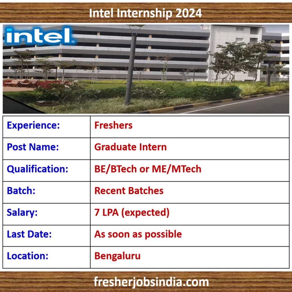 Intel Recruiting Freshers 2024 | Graduate Intern | MTech/BTech