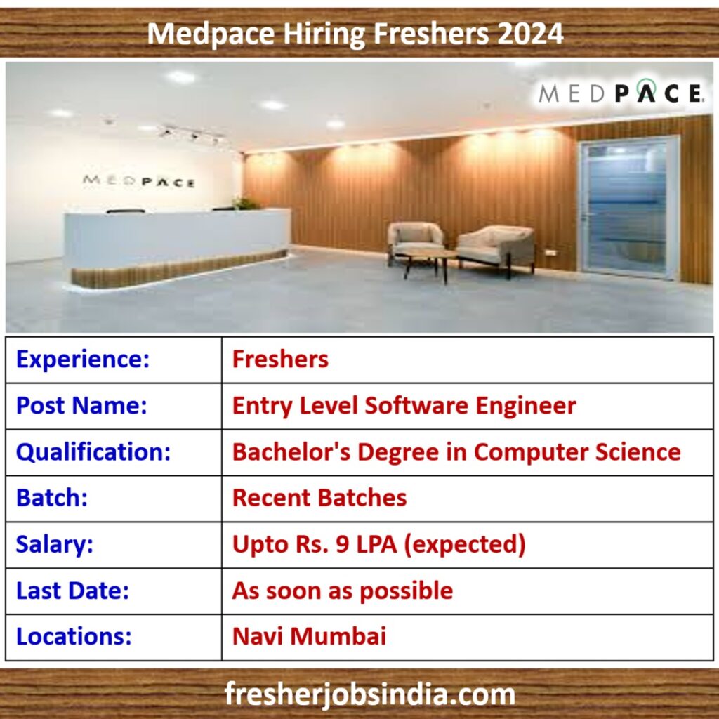 Medpace Recruiting Freshers 2024 Entry Level Software Engineer