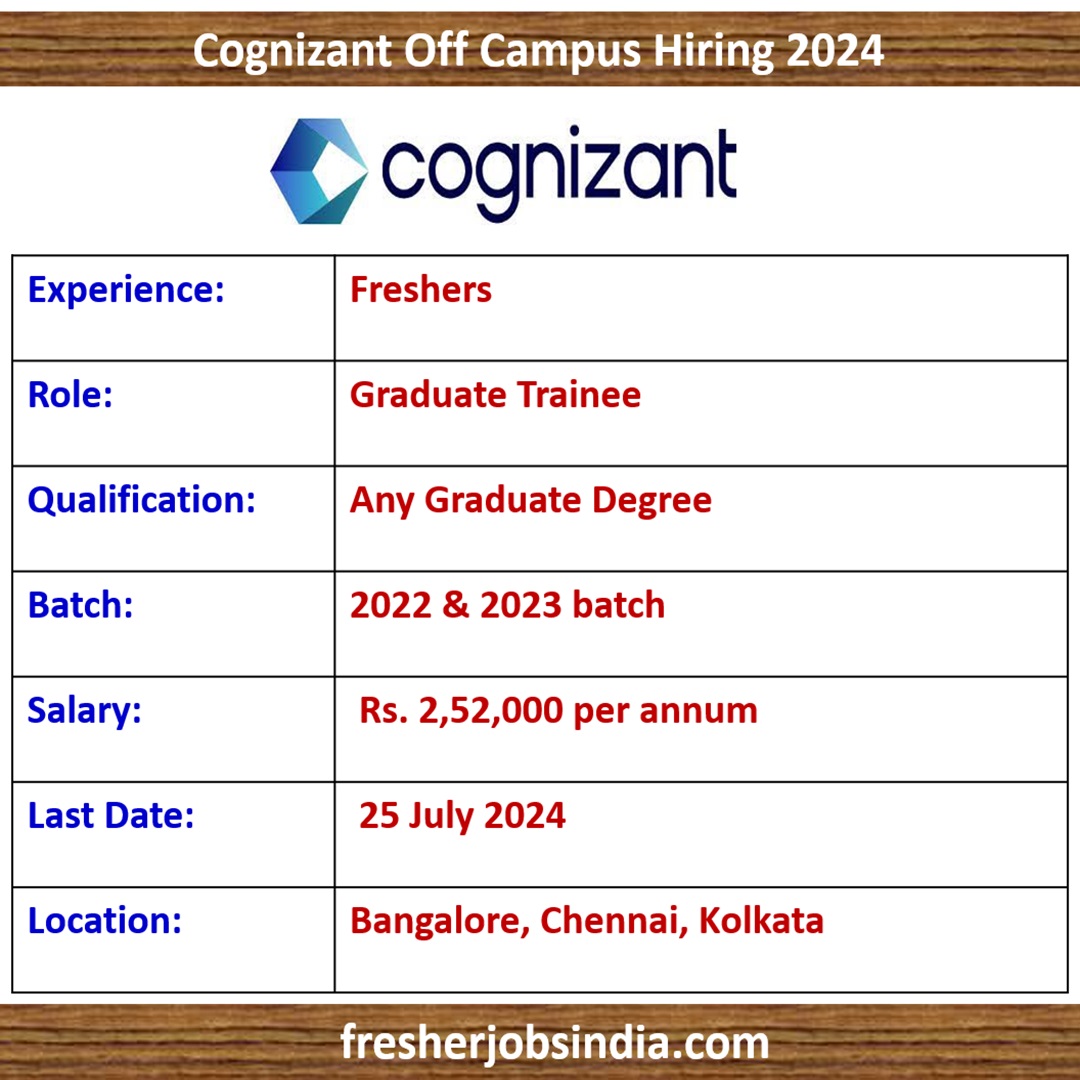 Cognizant Off Campus Hiring 2024 | Graduate Trainee | Apply Now