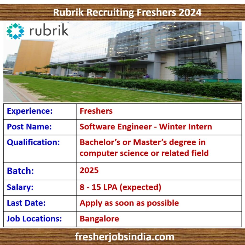 Rubrik Internship 2024 Software Engineer Winter Intern