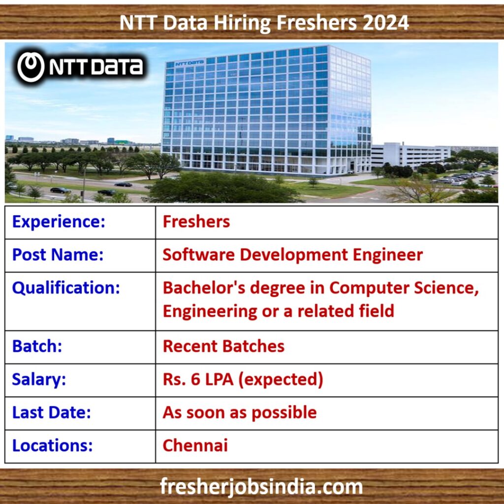 NTT Data Careers 2024 | Software Development Engineer | Chennai