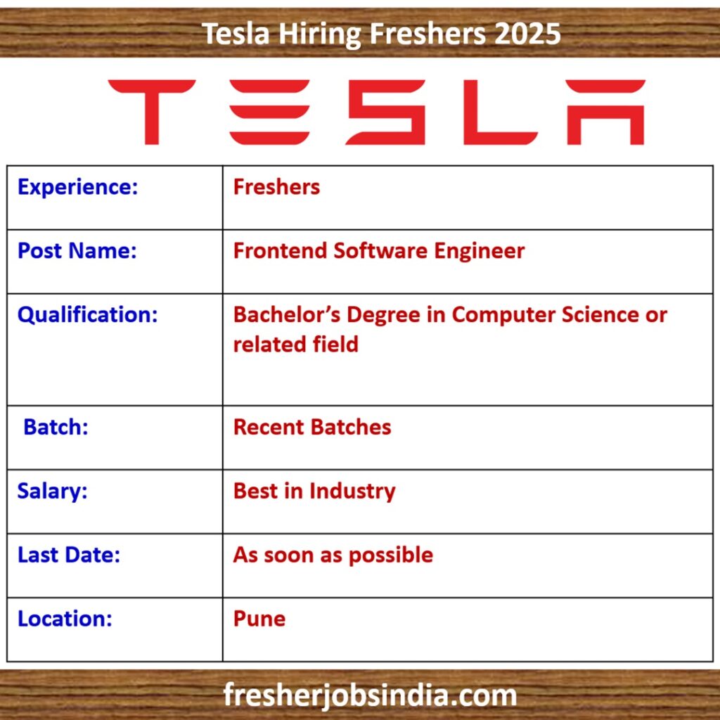 Tesla Careers 2025 | Frontend Software Engineer | Pune