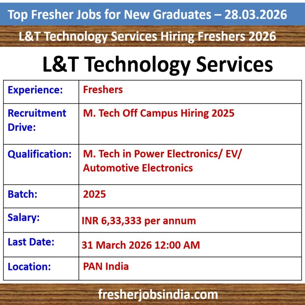 Fresher Jobs for New College Graduates – 28.03.2026
