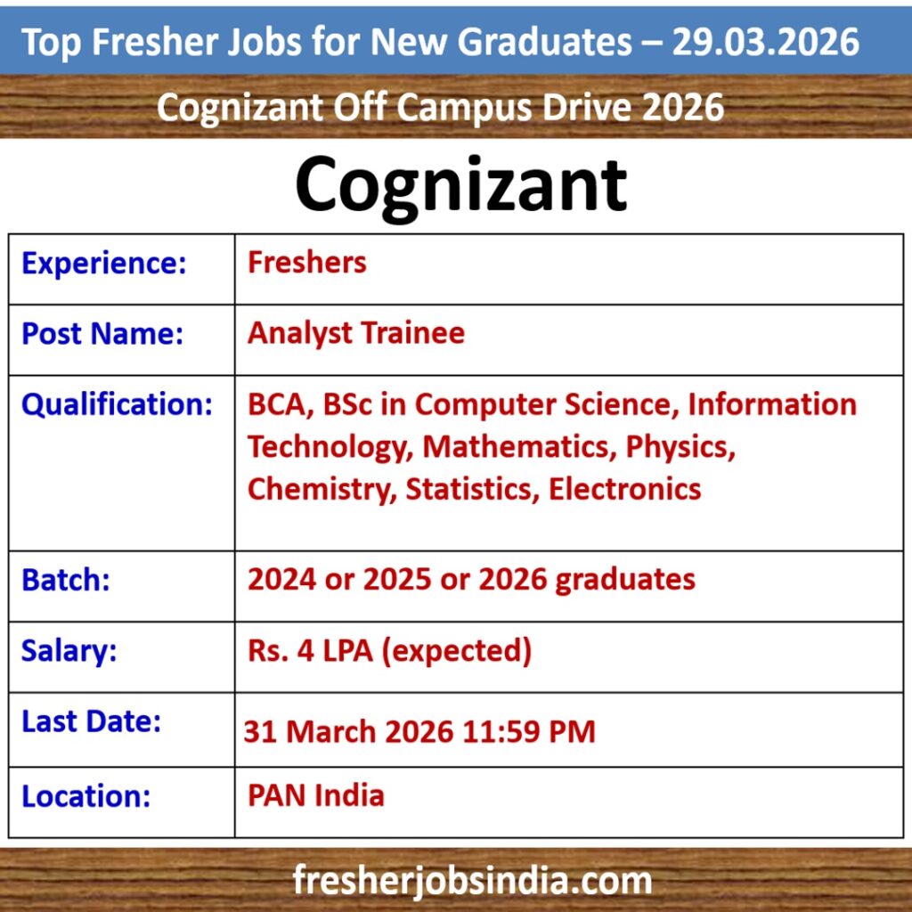 Job Opportunities for New College Graduates – 29.03.2026