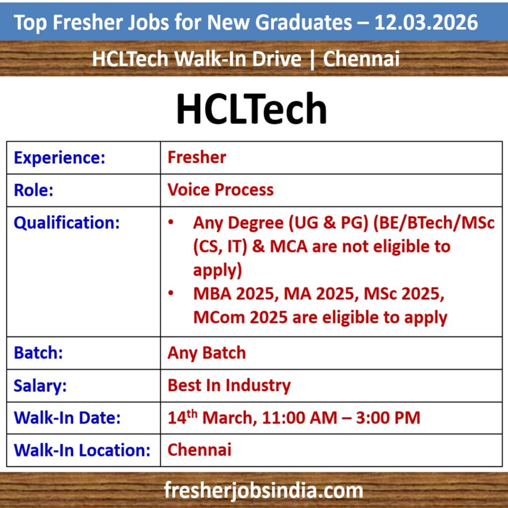 Job Opportunities for New College Graduates – 12.03.2026