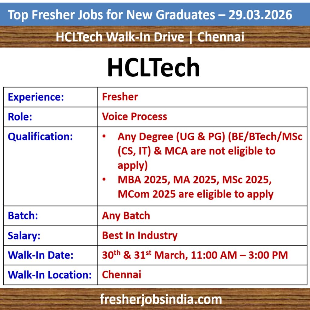 Job Opportunities for New College Graduates – 29.03.2026