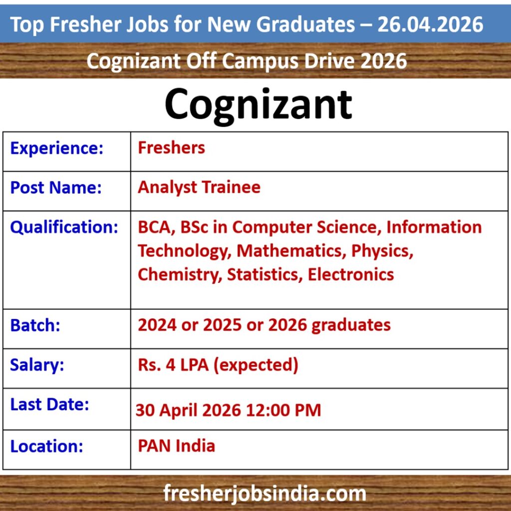 Job Opportunities for New College Graduates – 26.04.2026
