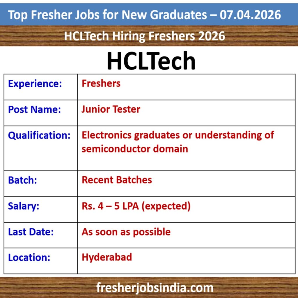 Fresher Jobs for New College Graduates – 07.04.2026