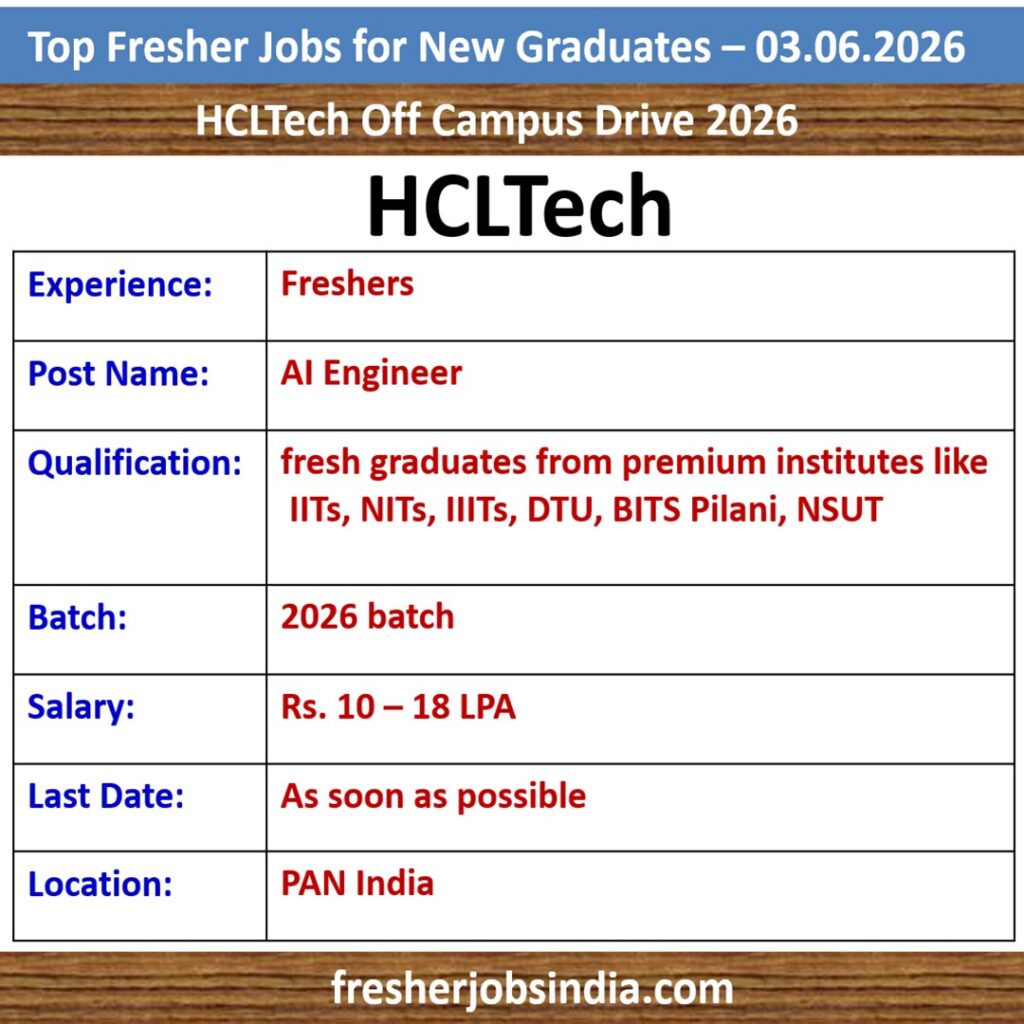 Fresher Jobs for New College Graduates – 03.06.2026