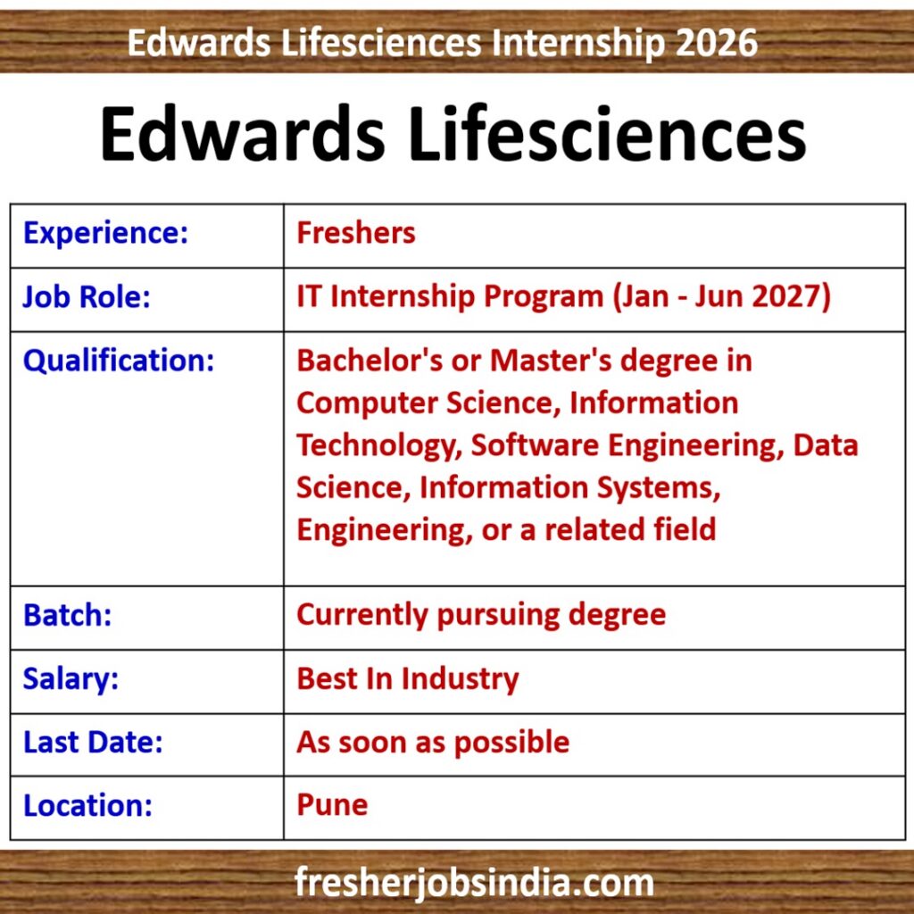 Edwards Lifesciences IT Internship Program 2027 – Eligibility, Skills, Resume Tips & Selection Process