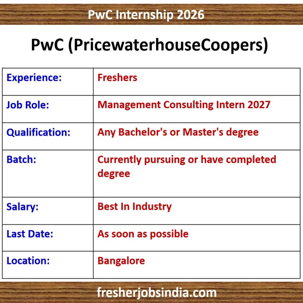 PwC Management Consulting Intern 2027 – Eligibility, Skills, Resume Tips & Selection Process