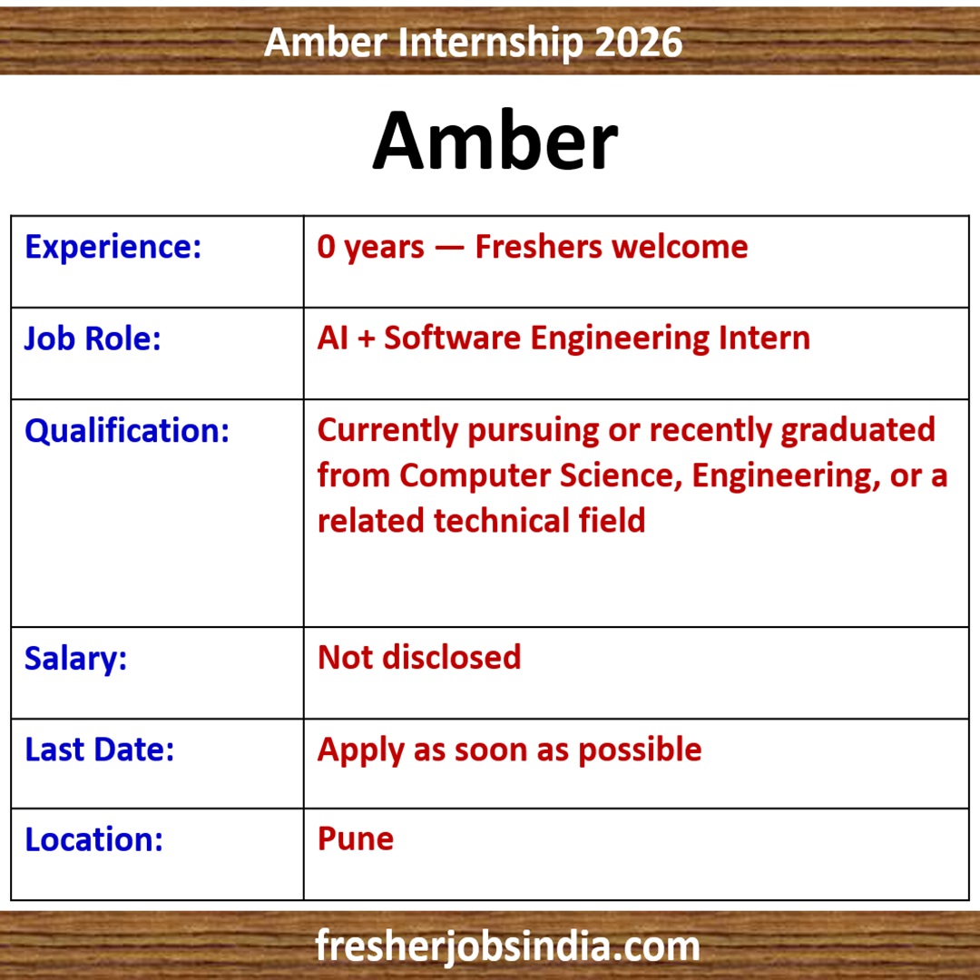 Amber Internship 2026 | AI + Software Engineering Intern | Pune